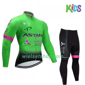 Kind Fietskleding (Wielershirt Lange Mouw + Fietsbroek Lang) 2017 Astana Pro Team N002